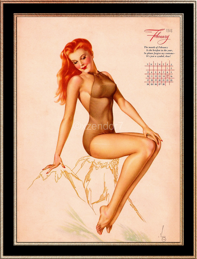 美女＊Varga.Girl・アルベルトバーガスvintage＊ピンナップ Miss February Varga Girl 1946 Pin-up Calendar by Alberto