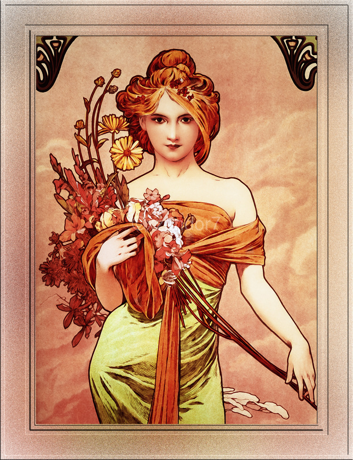 Spring The Golden Beauty by Alphonse Mucha Wall Decor