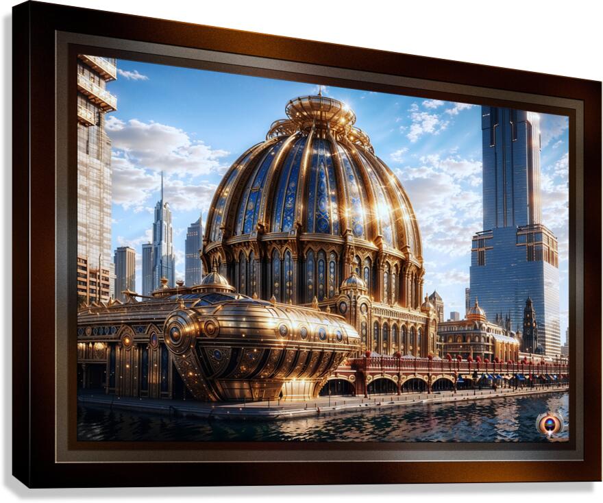 The Golden Arkasian Pavilion Astonishing AI Concept Architectural Art by Xzendor7 Canvas Print