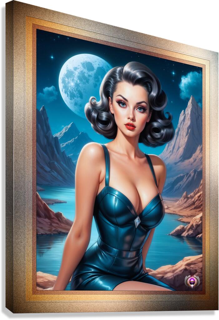 Im On Vacation Mesmerizing AI Concept Portrait Pin Up Art by Xzendor7 Canvas Print