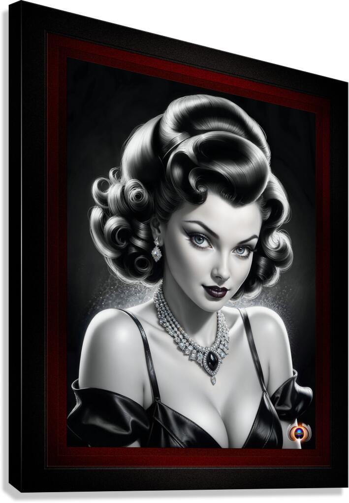You Will Not Regret Coming With Me Captivating AI Concept Art Femme Fatale Portrait by Xzendor7  Canvas Print
