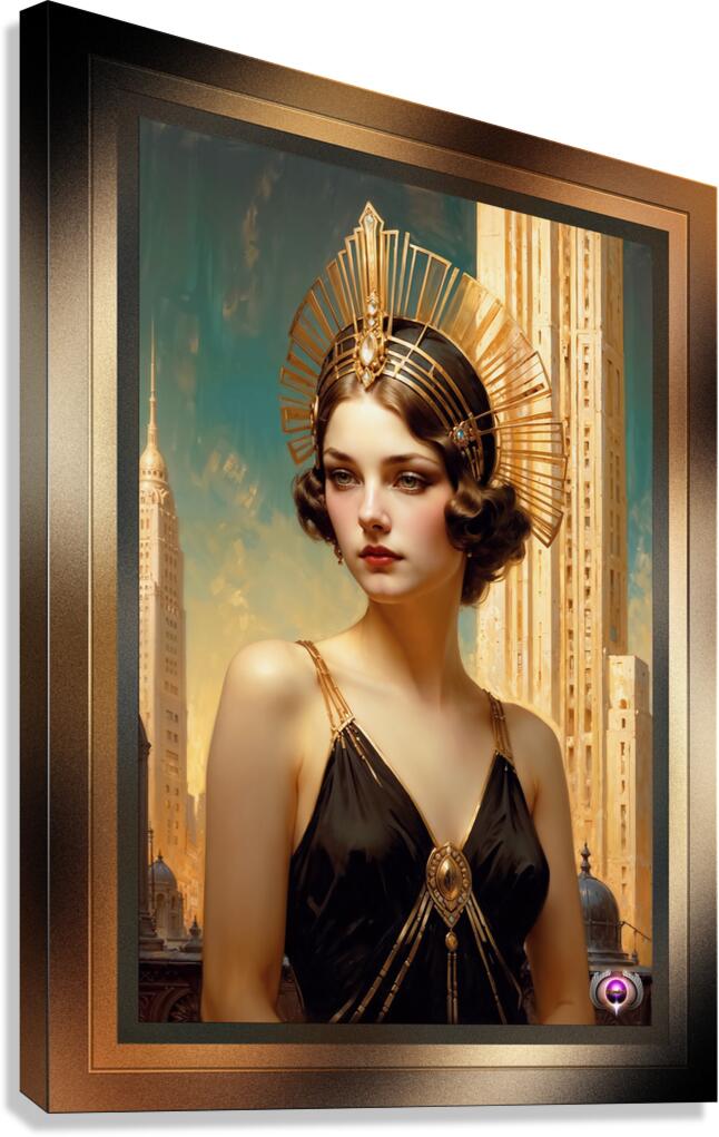 A Vision Of Art Deco Elegance Captivating AI Concept Art by Xzendor7 Canvas Print