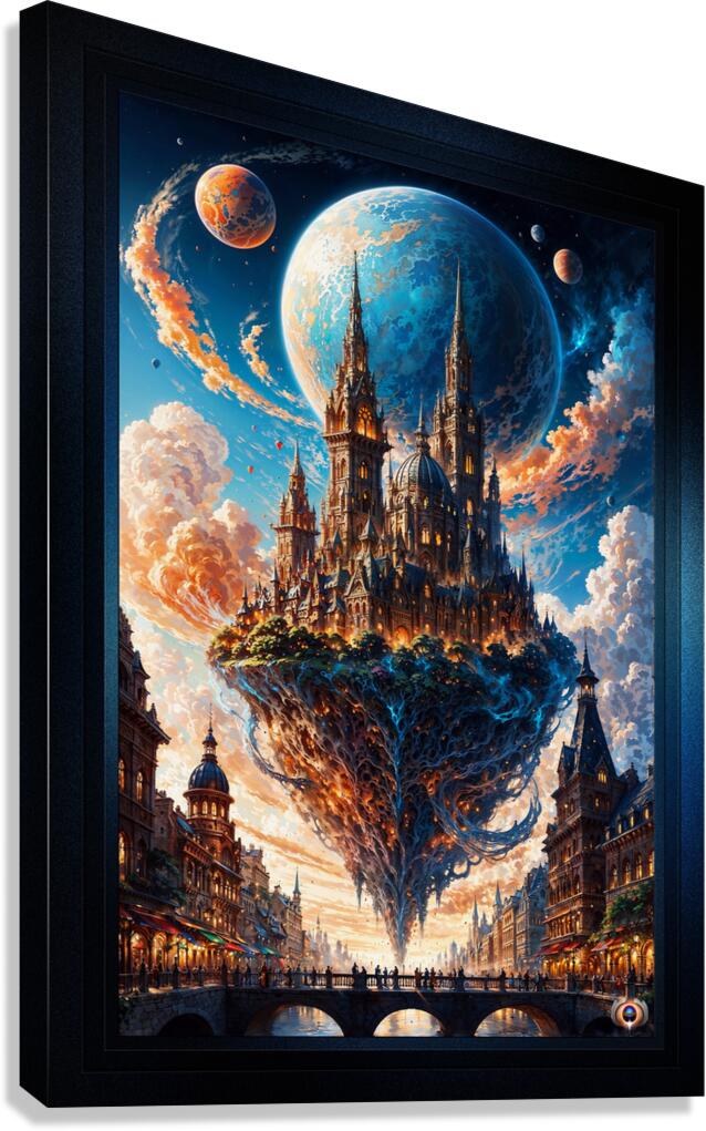 The Sky City Of Travenous Astonishing AI Concept Art Portrait by Xzendor7 Canvas Print