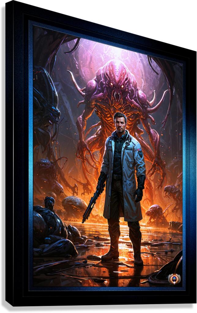 The Mad Scientist And His Monstrous Creation Astounding AI Concept Art by Xzendor7  Canvas Print