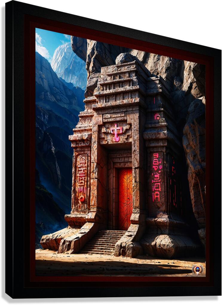 The Old Temple Of The Amalgites Within The Seven Magic Mountains Mesmerizing AI Concept Art by Xzendor7  Canvas Print