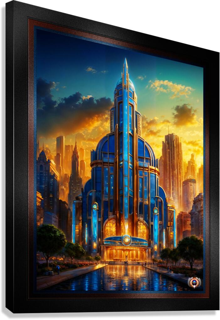 The Grand Art Deco Blue Plaza Pavilion Stunning AI Concept Art by Xzendor7 Canvas Print