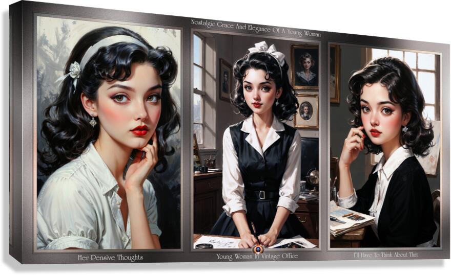 The Nostalgic Grace And Elegance Of A Young Woman Captivating AI Concept Art by Xzendor7 Canvas Print