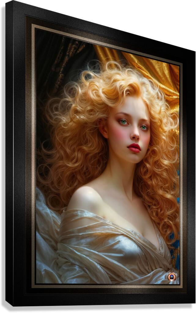 A Captivating Ethereal Beauty With Golden Curls Mesmerizing AI Concept Art by Xzendor7 Canvas Print