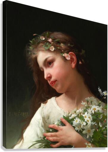 Girl with a Bouquet of Daisies by Jules Cyrille Cave Canvas Print