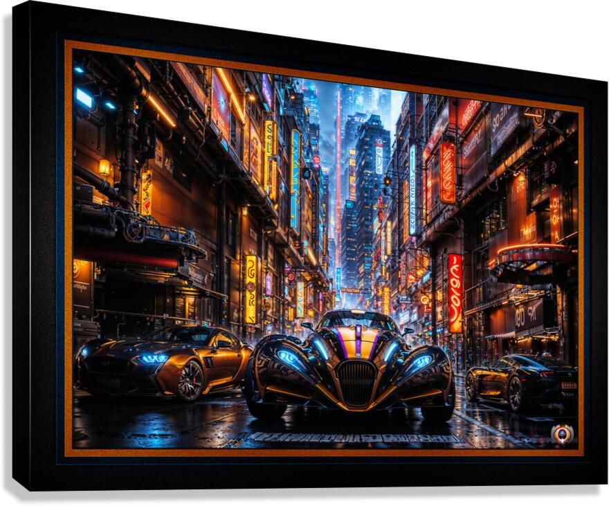 Midnight Cougar Futuristic Cyberpunk Sports Coupe Mesmerizing AI Concept Art by Xzendor7  Canvas Print