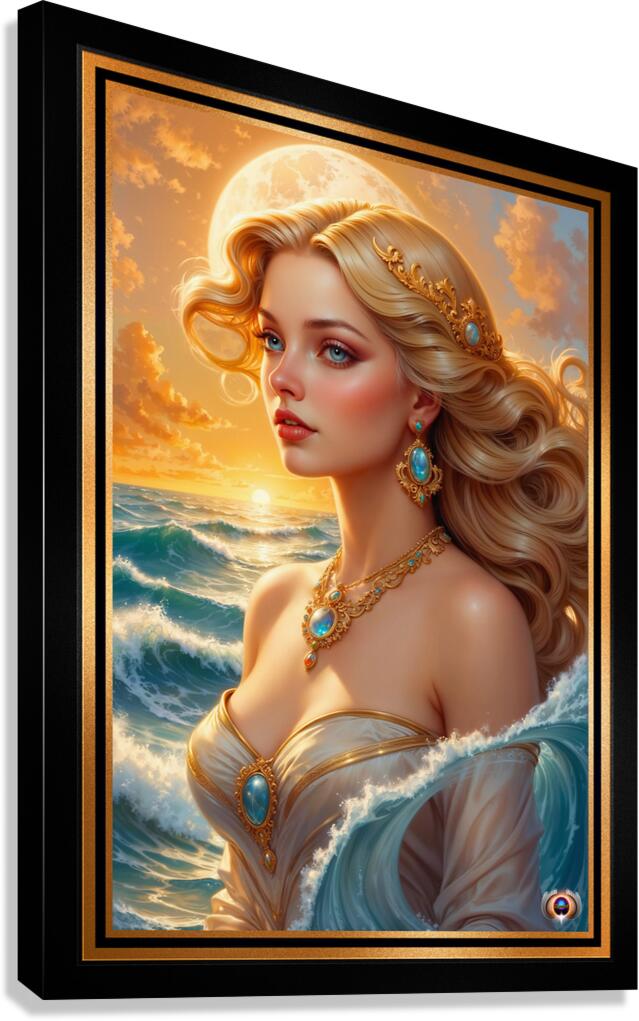 Dawn Commands The Morning Sea Enchanting AI Concept Art by Xzendor7 Canvas Print