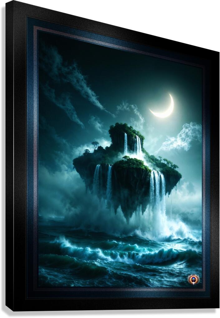 A Surreal Moonlit Island Forest Of Enchantment Awe-Inspiring AI Concept Art by Xzendor7 Canvas Print