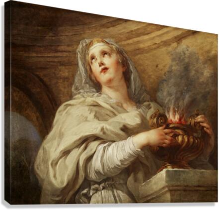 A Vestal Virgin Tending Fire by Francois Lemoyne Canvas Print