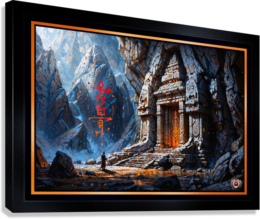 A Mysterious Ancient Temple Hidden In A Snow-Capped Mountain Landscape Awe-Inspiring AI Concept Art by Xzendor7 Canvas Print