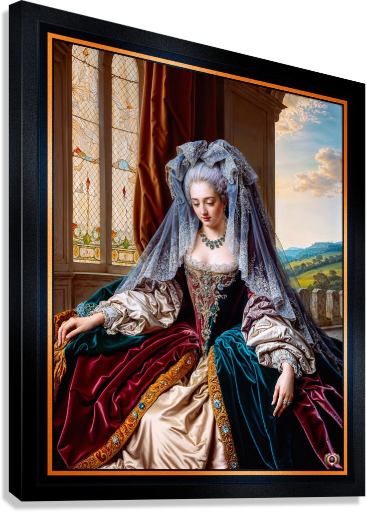 The Timeless Beauty Of A Majestic Lady Wearing A Veil Dressed In A Lavish Gown Mesmerizing AI Concept Art by Xzendor7 Canvas Print