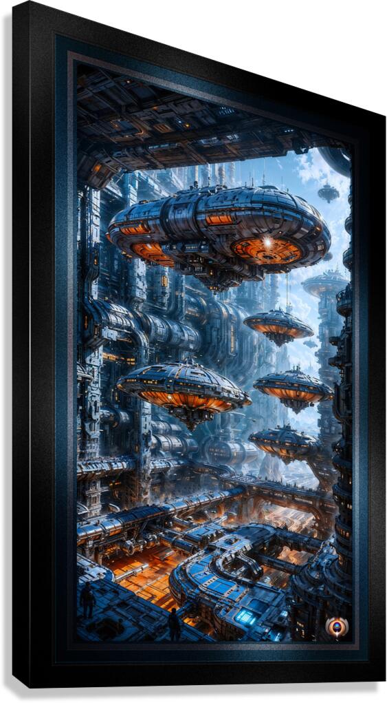 The Galactic Travel Hub Known As The Pellerine Space Port Amazing AI Concept Art by Xzendor7 Canvas Print