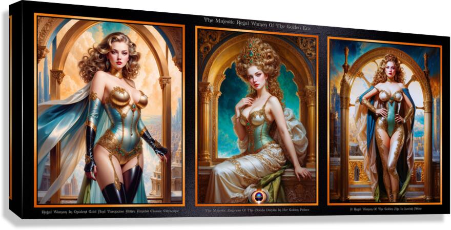 The Majestic Regal Women Of The Golden Era Mesmerizing AI Concept Art by Xzendor7  Canvas Print