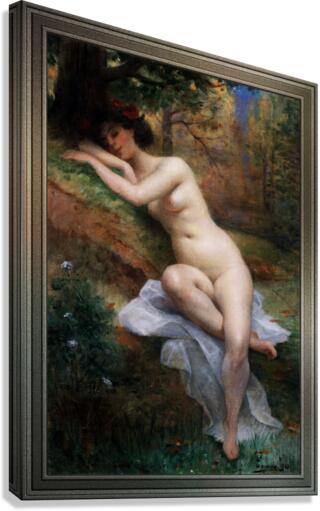 Female Nude In Forest Landscape by Adrien Henri Tanoux Canvas Print