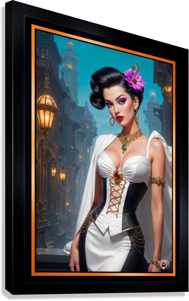 Baroque Beauty Valeriana Corvus Portrait Illustration Mesmerizing AI Concept Art by Xzendor7 Canvas Print