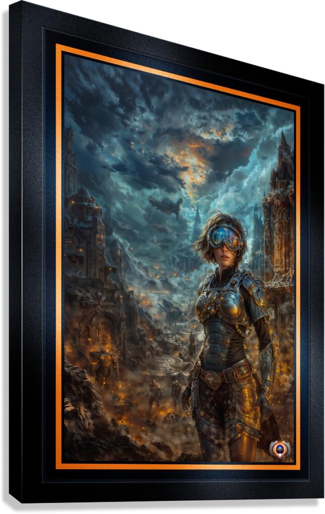 Vextsai Aetheris: Cyberpunk Warrior in Neo-Scipios Ruins Fascinating AI Concept Art by Xzendor7 Canvas Print