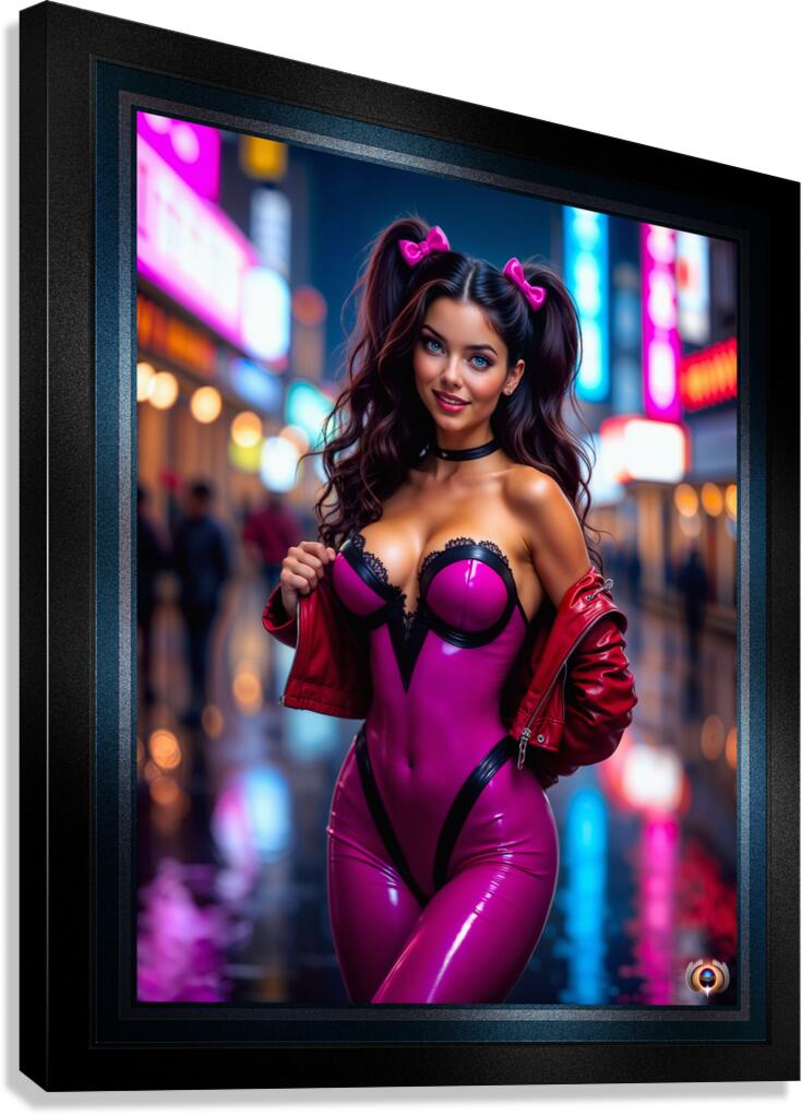 Shes Definitely Not Shy Aylia Stefinwald Nightlife Glamour Captivating AI Concept Art by Xzendor7 Canvas Print