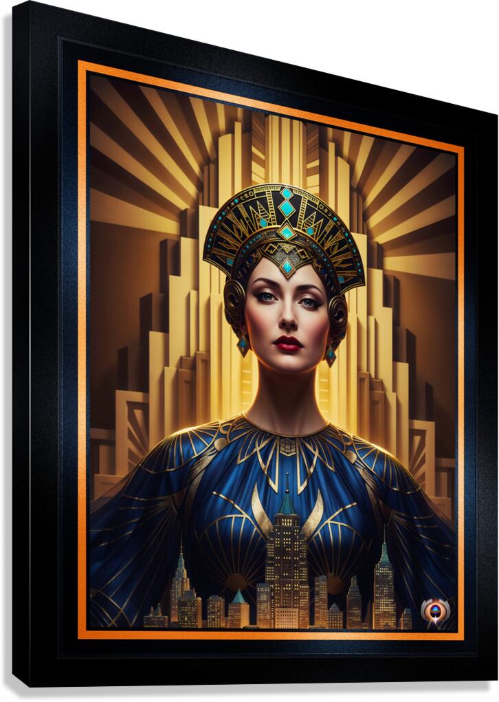 Majestic Portrait Of Rilva Erenia Amidst Golden Architecture Stunning AI Concept Art by Xzendor7 Canvas Print