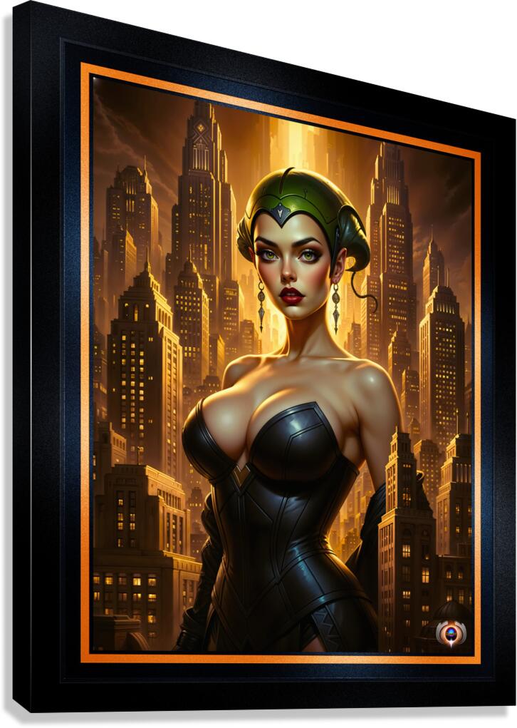 A Golden City Guardian Portrait Of Urbana Mirel Gorgeous AI Concept Art by Xzendor7 Canvas Print