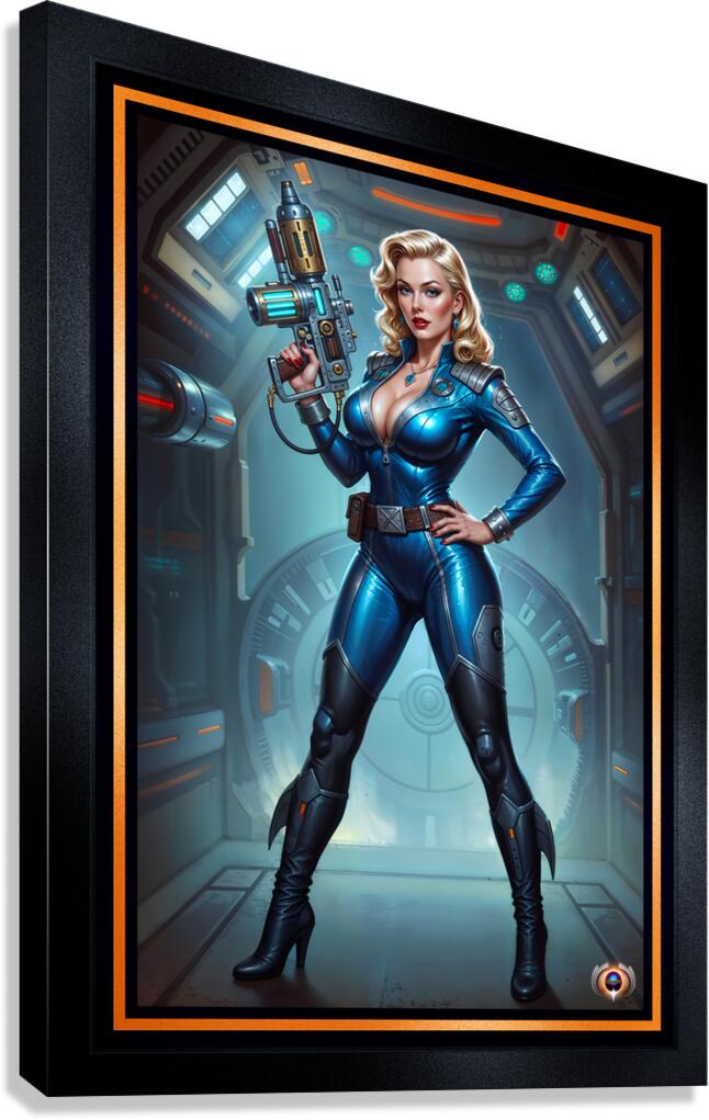 The Blue Sentinel Eqyra Dovani Wielding The Vyrax-7 Mesmerizing AI Concept Art by Xzendor7 Canvas Print