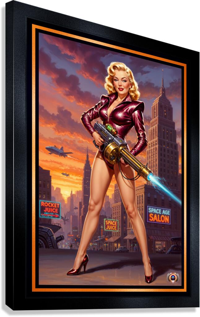 Scylla Quinara Retro-Fusion Pinup Girl Portrait Gorgeous AI Concept Art by Xzendor7 Canvas Print