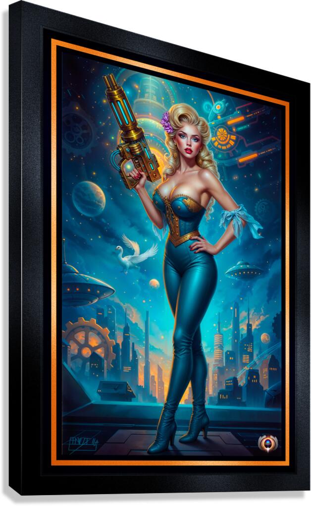 Stralina Livia Retro-Fusion Fantasy Pinup Illustration Captivating AI Concept Art by Xzendor7 Canvas Print