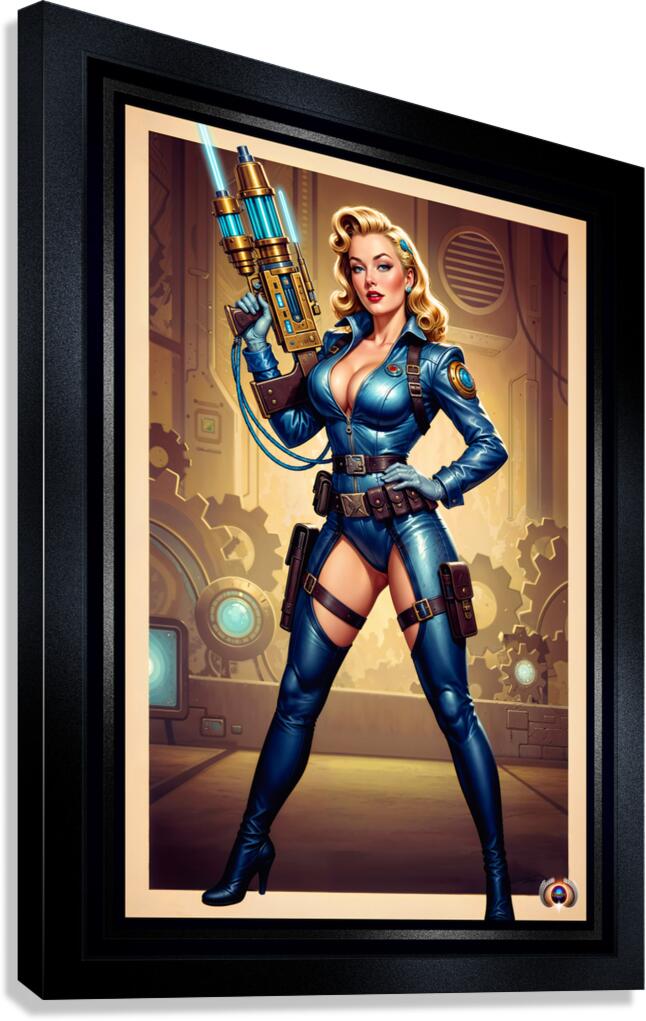 Vintage Sci-Fi Hylaria Velstrada Retro-Fusion Pinup Portrait Striking AI Concept Art by Xzendor7 Canvas Print