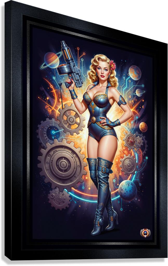 Trina Travera Surreal Retro-Fusion Steampunk Portrait Captivating AI Concept Art by Xzendor7 Canvas Print
