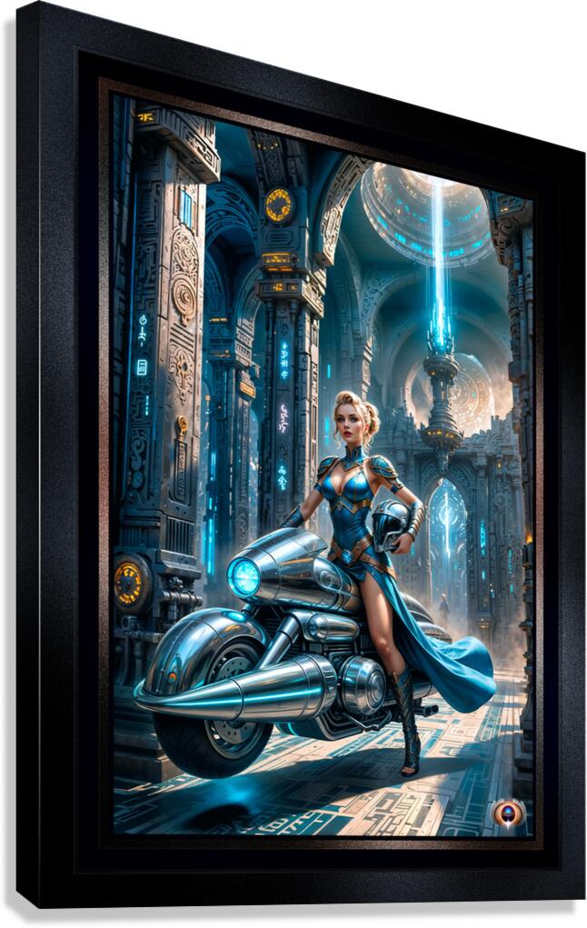 Metrelda Avinox Cadet Of Morvath Keep On Her Hovercycle Mesmerizing AI Concept Art by Xzendor7 Canvas Print