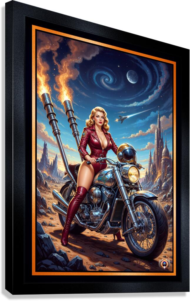 The Cosmic Rider Dyra Gylfia Riding The Valkyrion Striking AI Concept Art by Xzendor7 Canvas Print