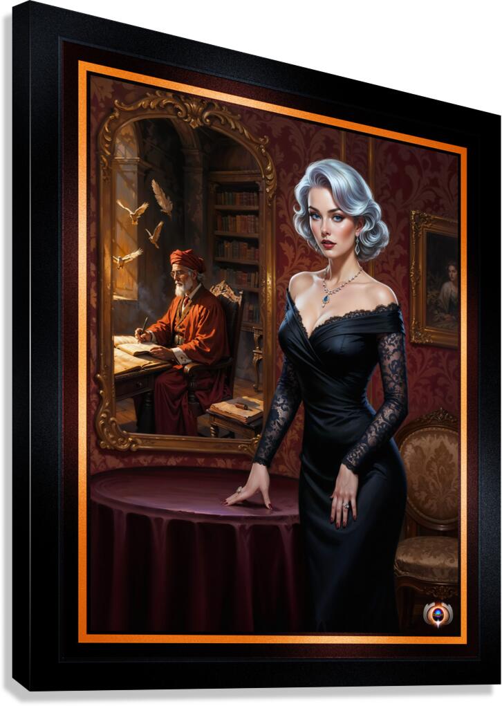 Feminine Poise Of Zyrina Cinara In A Baroque Interior Gorgeous AI Concept Art by Xzendor7 Canvas Print