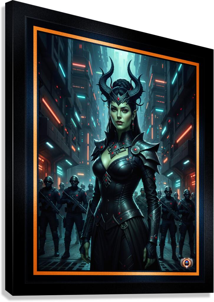 Vaelthra Vornis Leads Her Iron Fangs Through Thorenbah Striking AI Concept Art by Xzendor7 Canvas Print