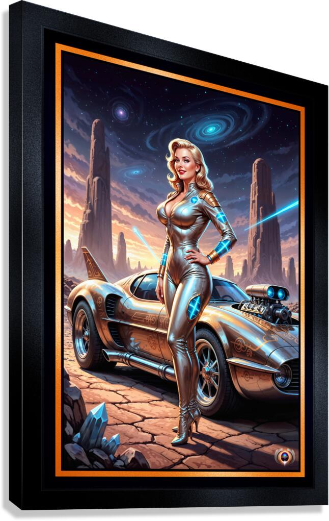 Retro-Futuristic Portrait Of Suralia Valdis By Telivus Cruiser Striking AI Concept Art by Xzendor7 Canvas Print