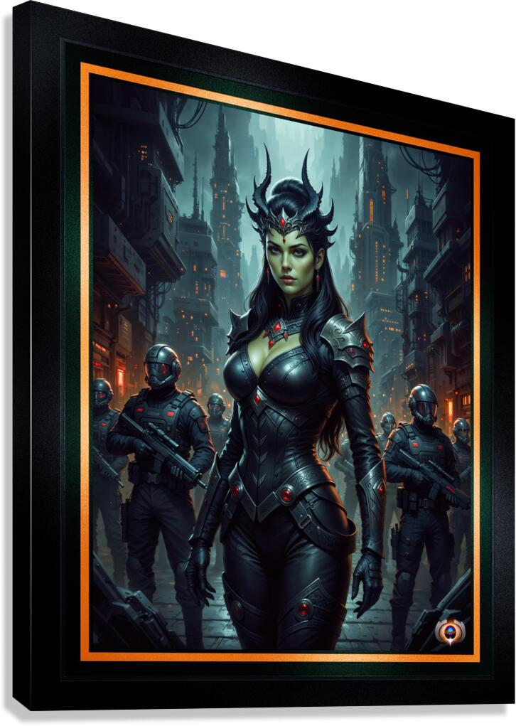 Dark Fantasy Warrior Queen Portrait Of Vyrana Velthra Captivating AI Concept Art by Xzendor7 Canvas Print