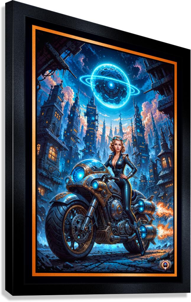 Cyber-Fantasy Portrait Of Lyria Vexis On Her Thunderclad Captivating AI Concept Art by Xzendor7 Canvas Print