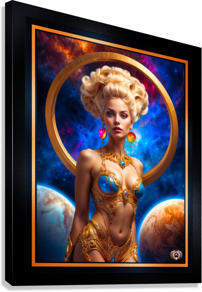 Celestial Sovereign Seraphia Solis Empress Of The Stars Mesmerizing AI Concept Art by Xzendor7 Canvas Print