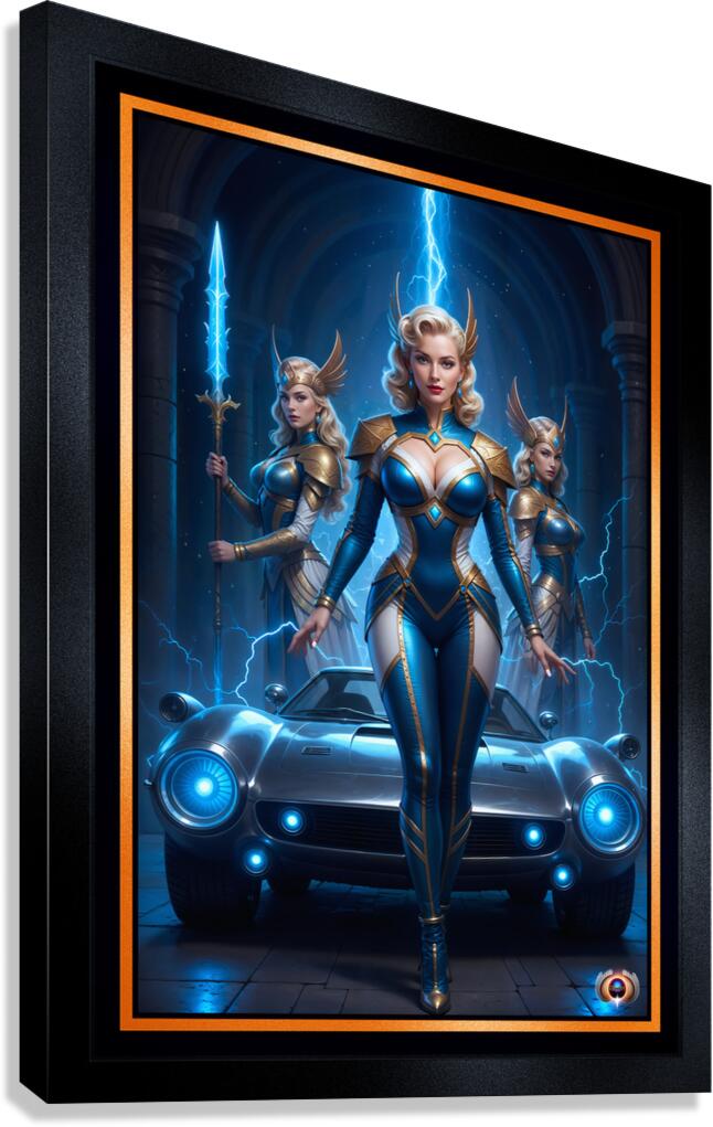 Mythical Fusion The Blue Lightning Tri-Star Speedster X117 Mesmerizing AI Concept Art by Xzendor7 Canvas Print