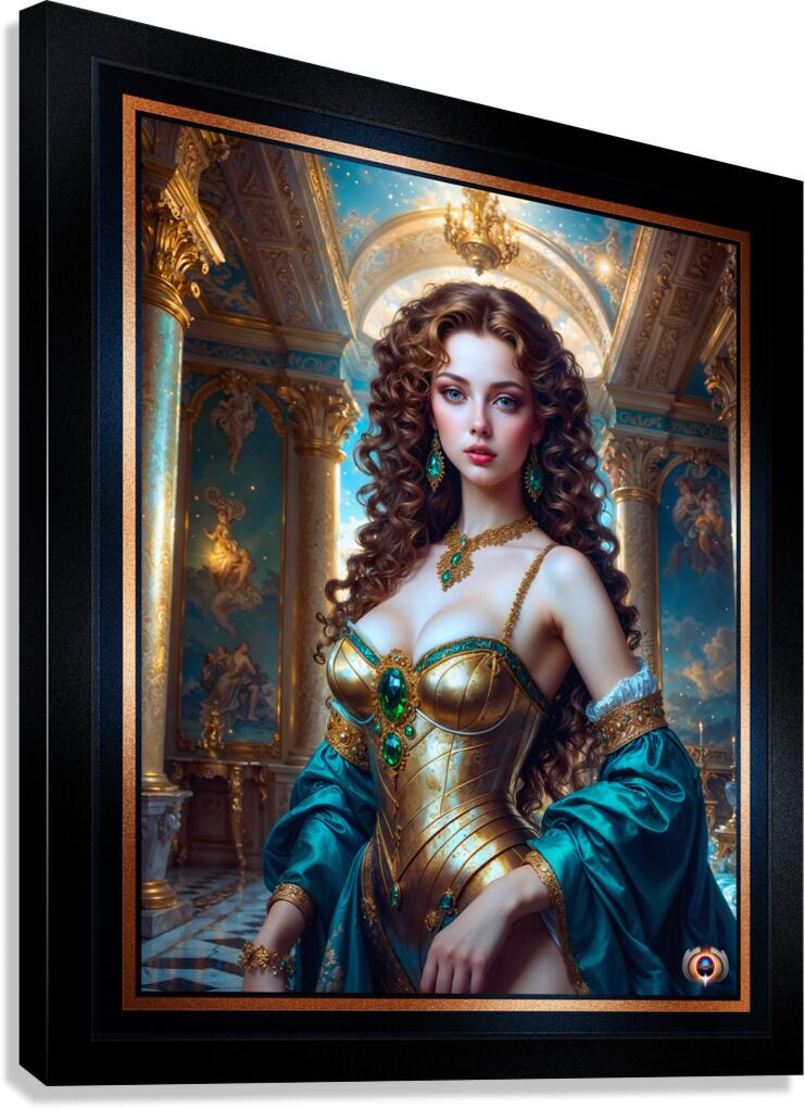A Majestic Celestial Portriat Of Lady Ryllana Theronis Mesmerzing AI Concept Art by Xzendor7 Canvas Print