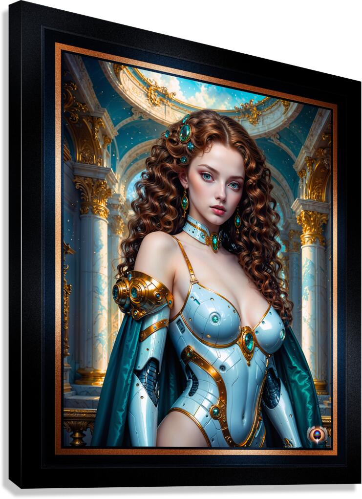 Mechanical Beauty Rhylia Whithamore A Cybernetic Aristocrat Striking AI Concept Art by Xzendor7 Canvas Print