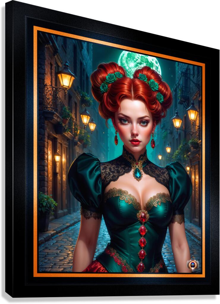 Romantic Gothic Portrait Of Lady Shaelina Trevalian Gorgeous AI Concept Art by Xzendor7 Canvas Print