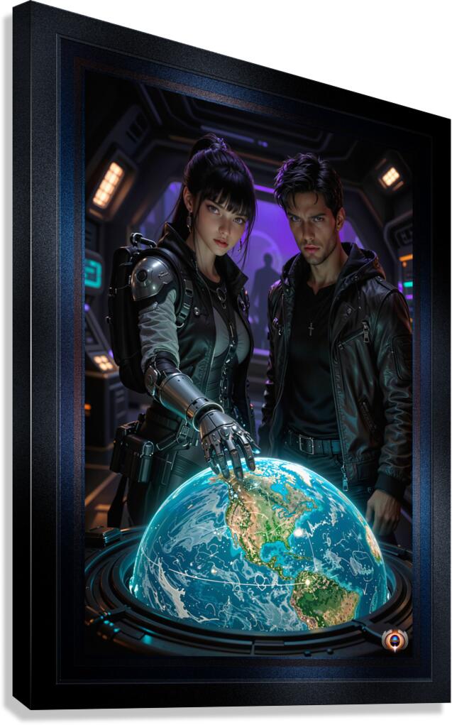 Celestial Earth Guardians Dyra Lelphen And Breason Jurinsen Captivating AI Concept Art by Xzendor7 Canvas Print