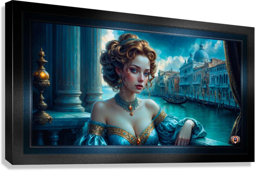 Serenissima Portrait Of Venetian Beauty Isolara Bellarosa Gorgeous AI Concept Art by Xzendor7 Canvas Print