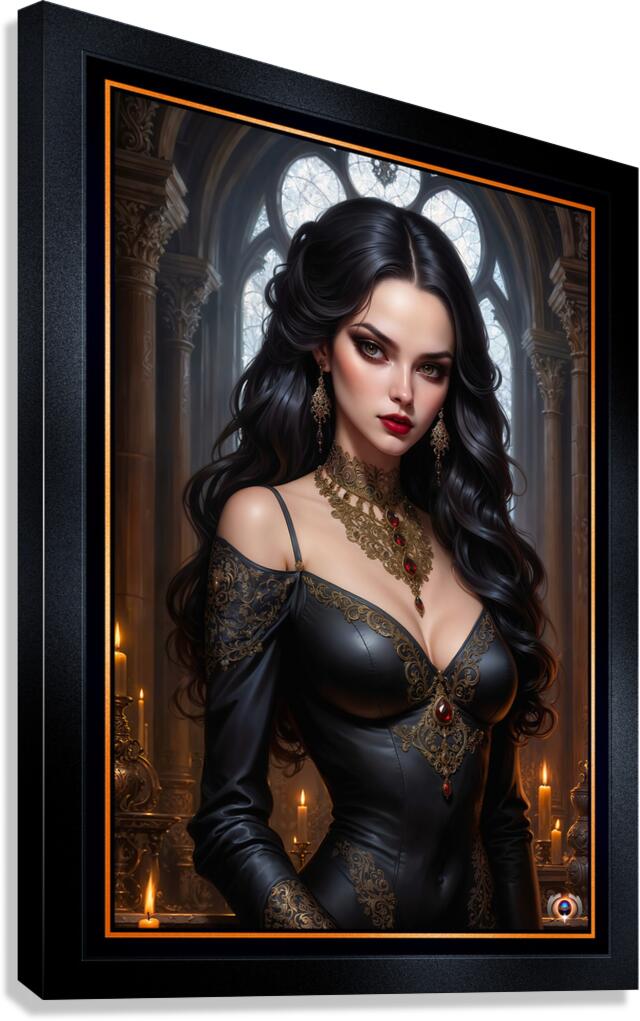 The Dark Elegance The Gothic Beauty Lirael von Schattenburg Gorgeous AI Concept Art by Xzendor7 Canvas Print