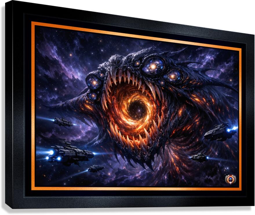 Cosmic Predator Krythos Voren Devourer Of Black Holes Horrific AI Concept Art by Xzendor7 Canvas Print