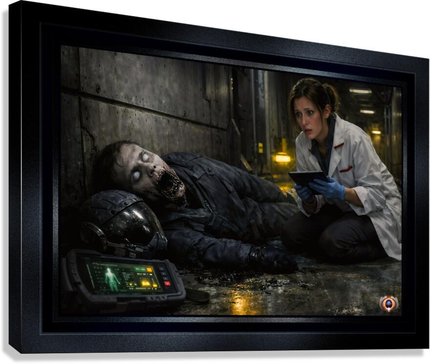 Doctor Zora Ventin Amidst The Horror of Zevtron III Striking AI Concept Art by Xzendor7 Canvas Print