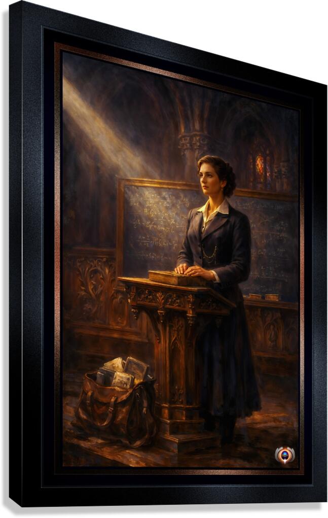 Portrait Of The Brilliant Mathematician Eleonore de Valois Introspective Portrait AI Concept Art by Xzendor7 Canvas Print
